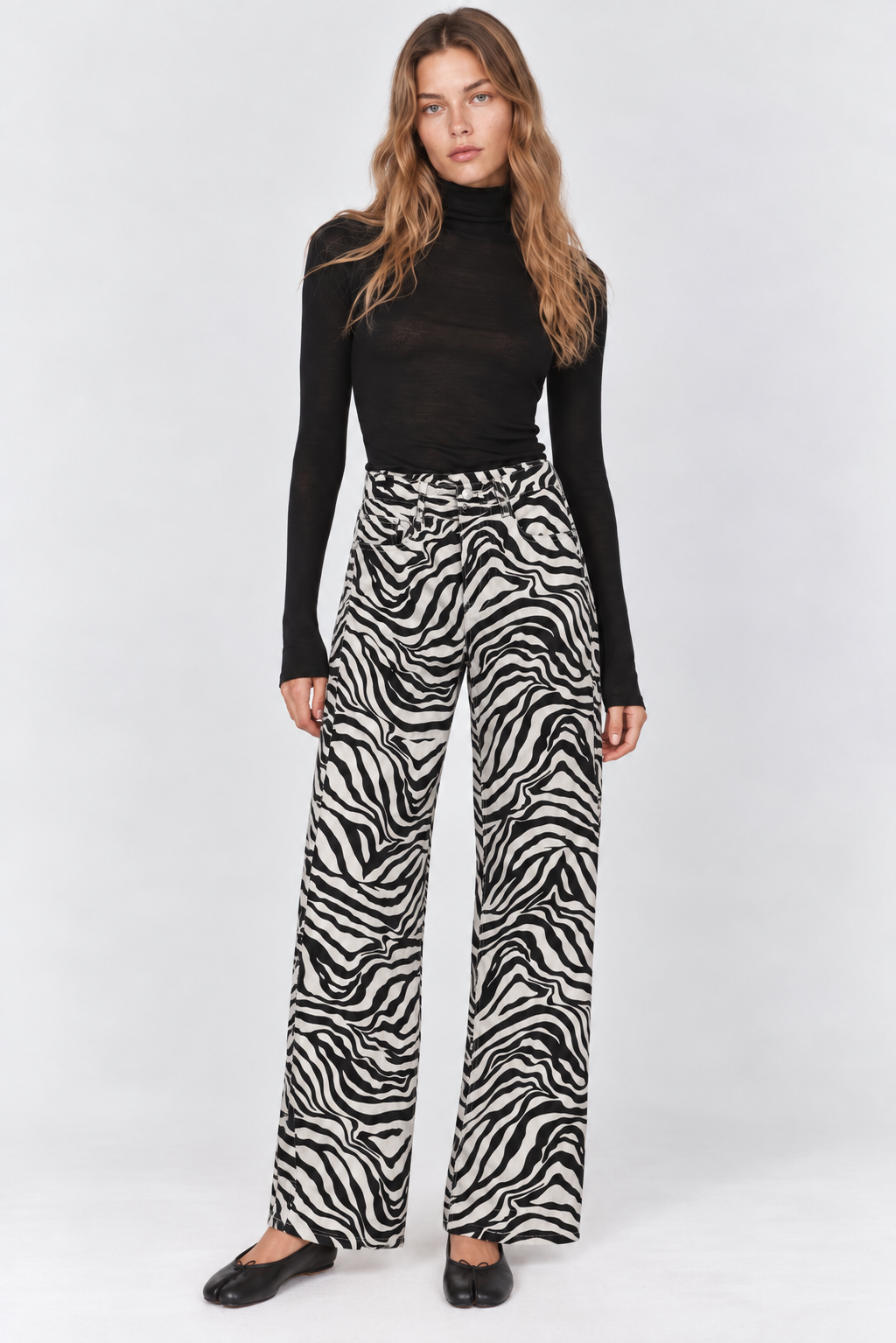JEAN LARGE ZÉBRÉ NOIR & BLANC